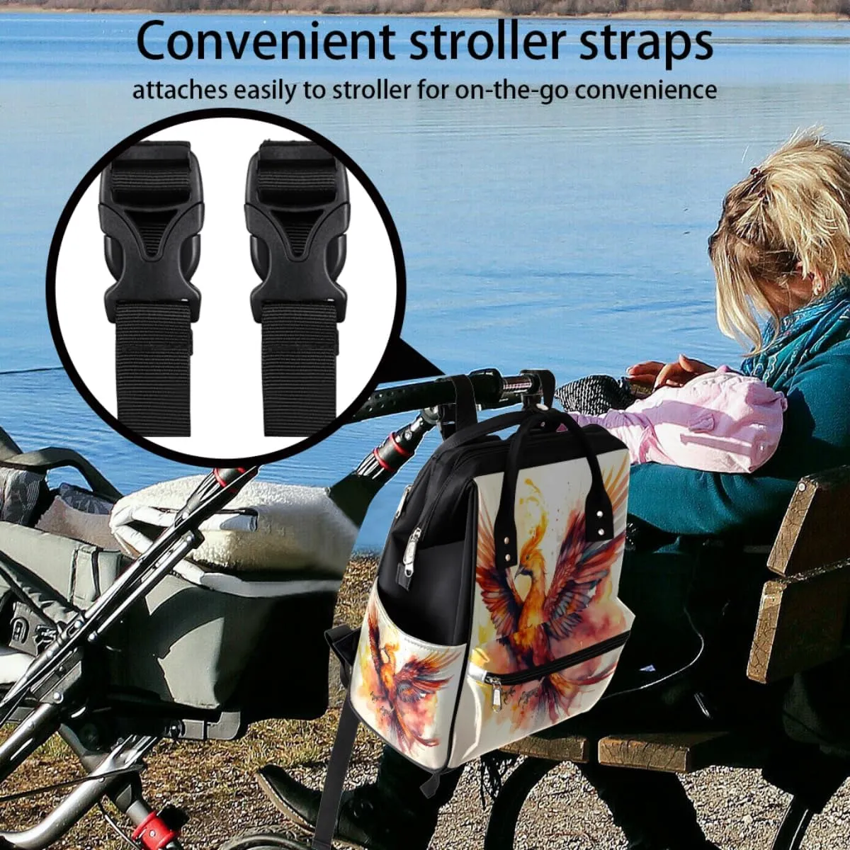 Diaper Bag Backpack for Mon and Dad Phoenix Design Travel Diaper Tote Bags Multi Function Waterproof Backpacks Newborn Essentials