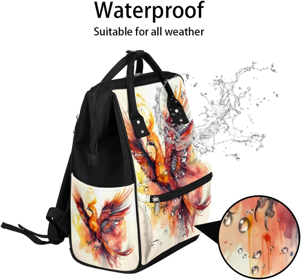 Diaper Bag Backpack for Mon and Dad Phoenix Design Travel Diaper Tote Bags Multi Function Waterproof Backpacks Newborn Essentials