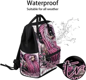 Diaper Bag Backpack Pink Flower Girls Baby Bag for Boys& Girls, Waterproof Mummy Bag, Baby Nappy Changing Bags, Large Capacity Tote Handbags Casual Travel Backpacks for Mom Dad Unisex