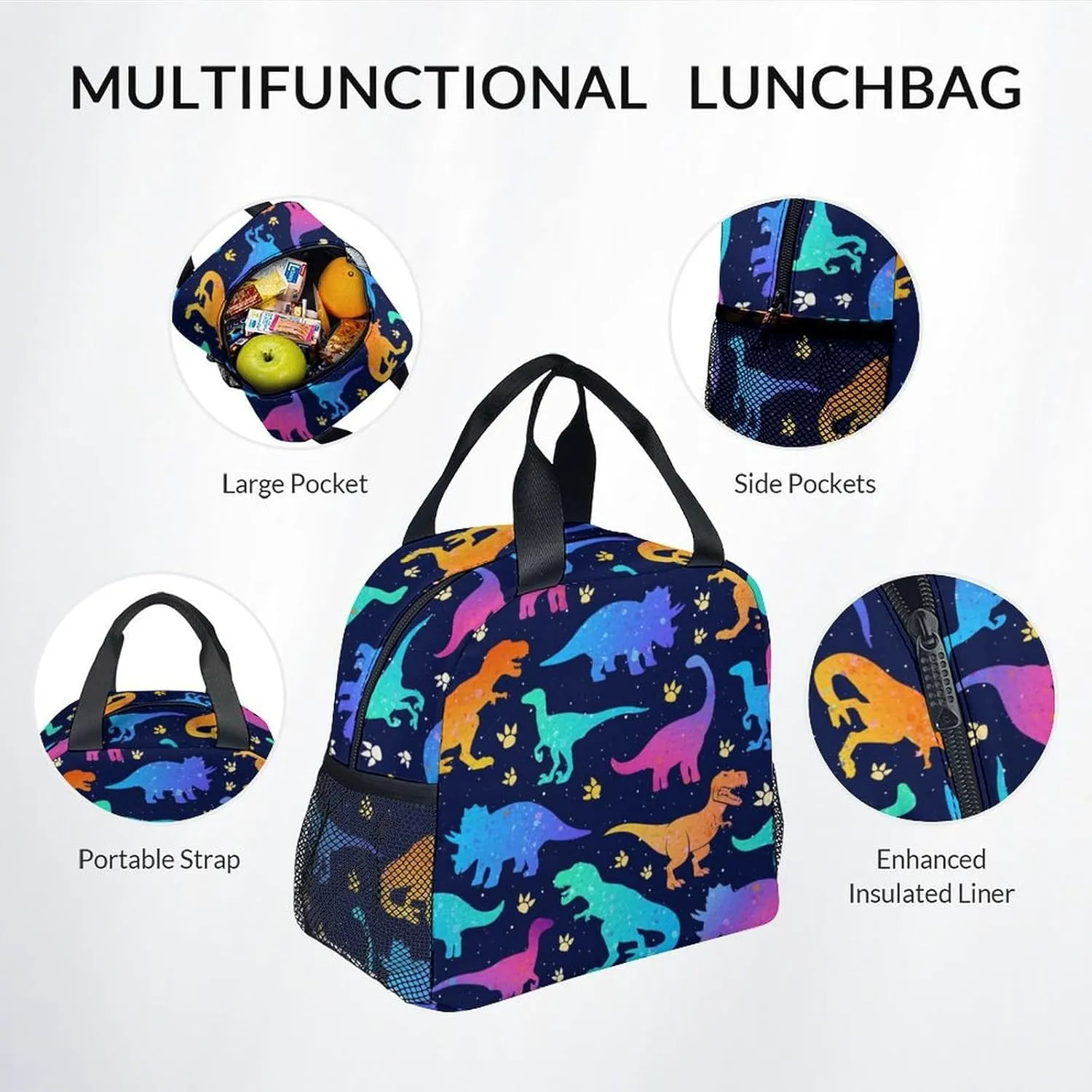 Dinosaur Backpack for Boys Girls, School Backpack with Lunch Box Set, 17 Inch Kids Bookbag for Elementary Middle School, Funny, Colorful Durable Girls Dinosaur Backpacks