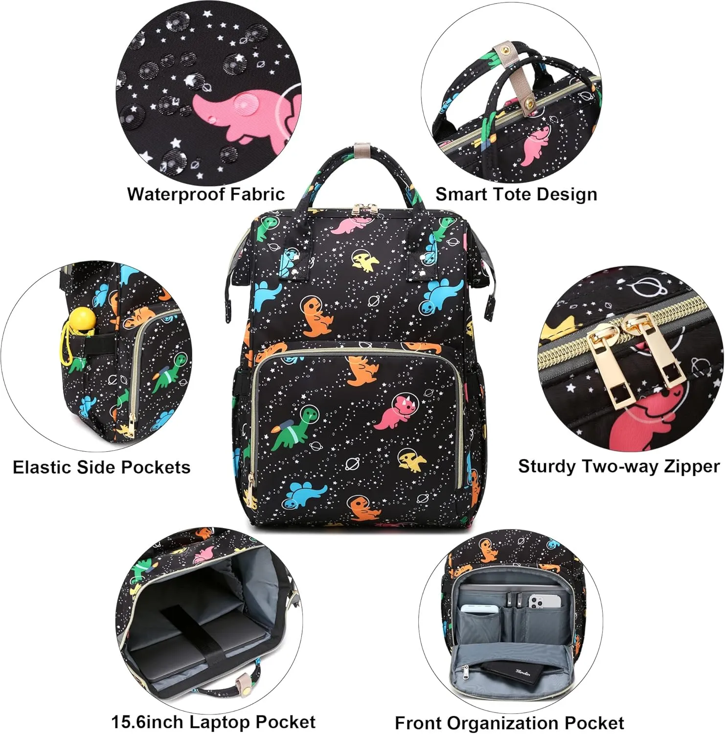 Dinosaur Women Laptop Backpack, College School Backpack Bookbag 15.6 Inch Computer Backpacks for Work Business Travel