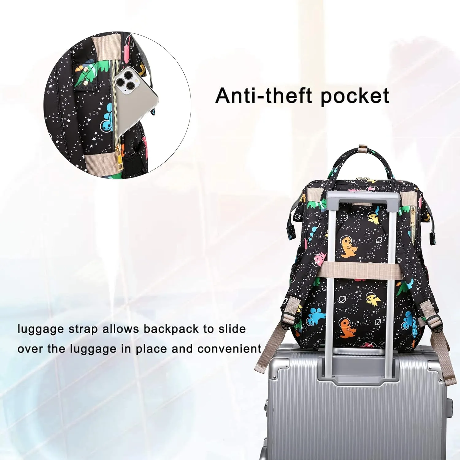 Dinosaur Women Laptop Backpack, College School Backpack Bookbag 15.6 Inch Computer Backpacks for Work Business Travel