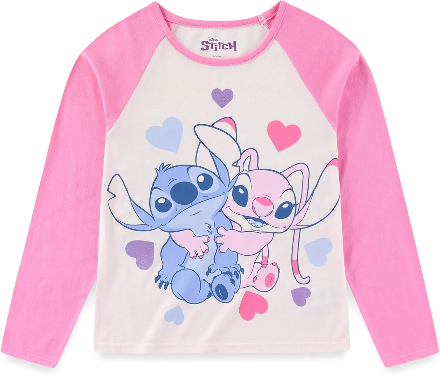 Disney Lilo & Stitch Girls 2 Piece Long Sleeve Shirt and French Terry Pants Set for Big Kids