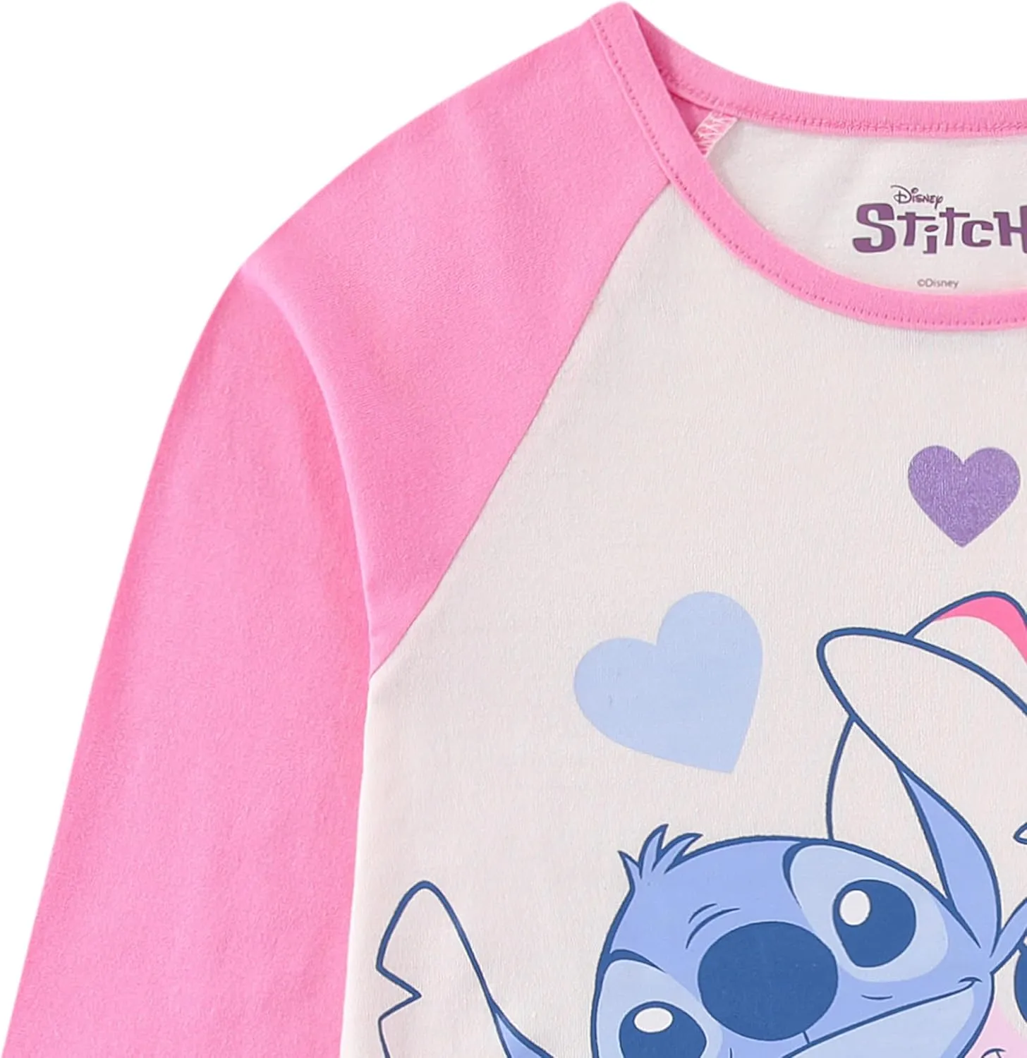 Disney Lilo & Stitch Girls 2 Piece Long Sleeve Shirt and French Terry Pants Set for Big Kids