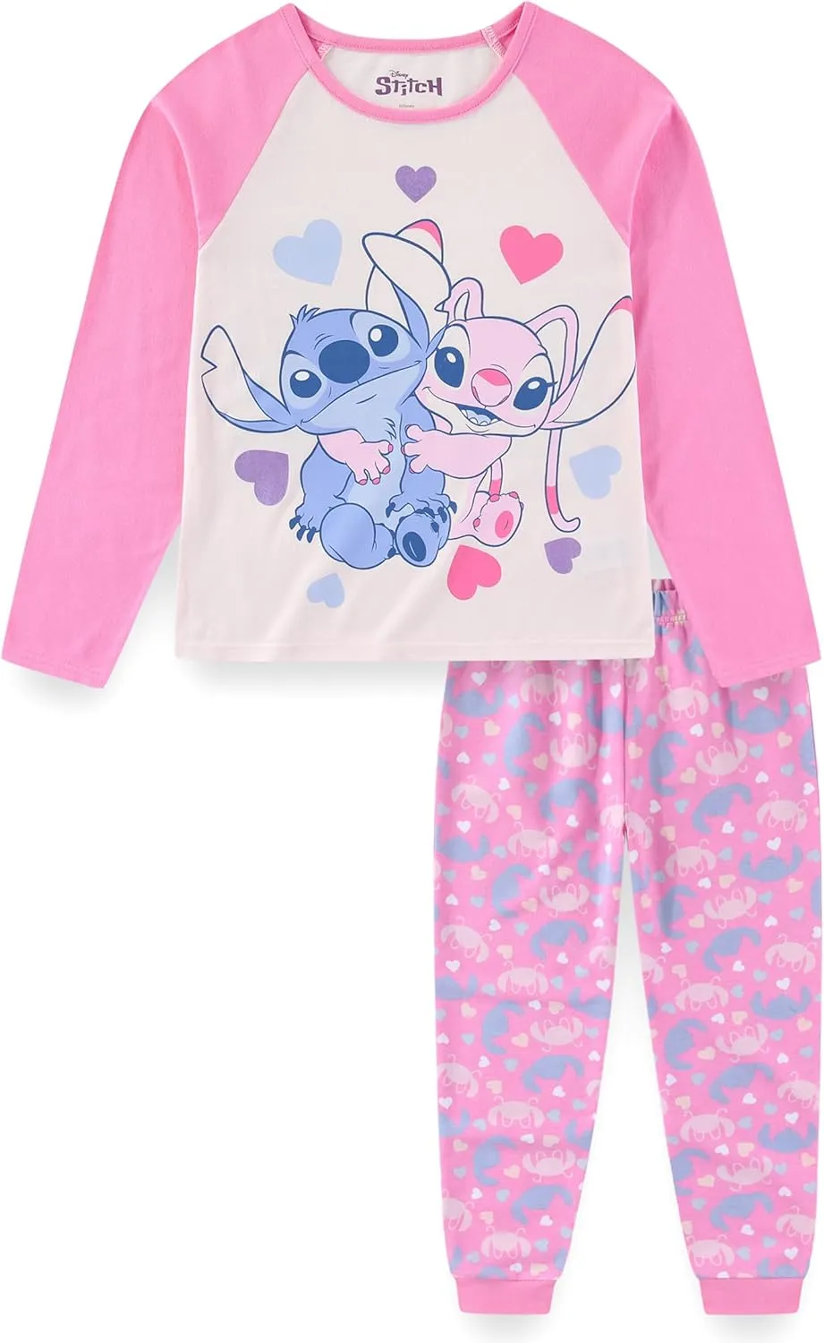 Disney Lilo & Stitch Girls 2 Piece Long Sleeve Shirt and French Terry Pants Set for Big Kids