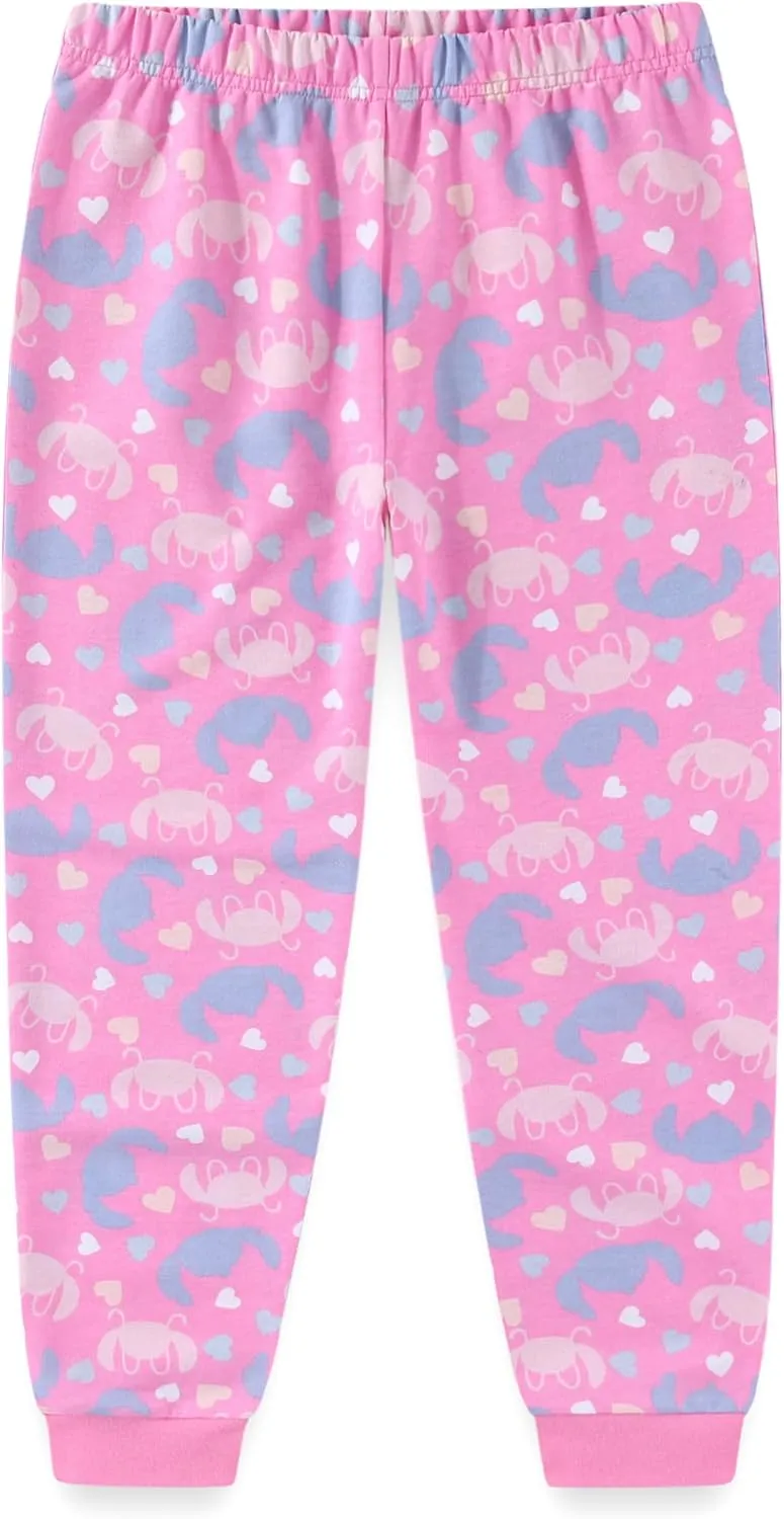 Disney Lilo & Stitch Girls 2 Piece Long Sleeve Shirt and French Terry Pants Set for Big Kids