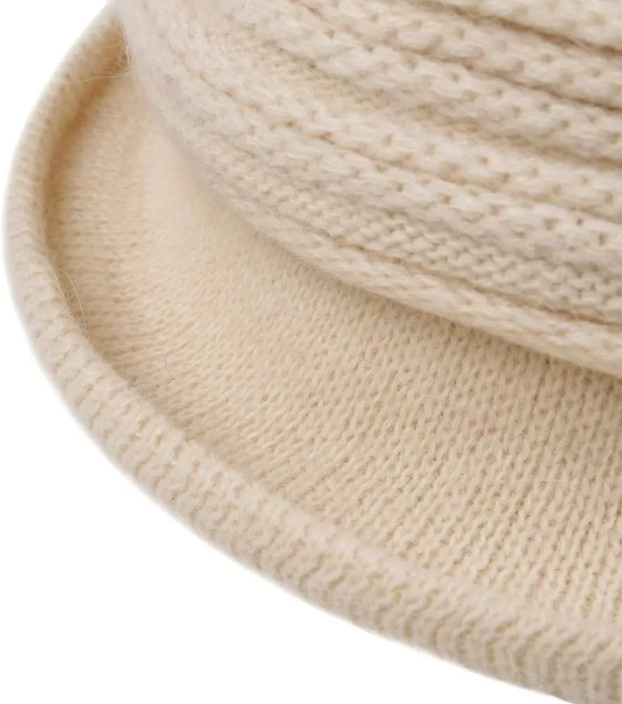 DOCILA Fashion Women Flower Cloche Caps Warm Knit Bucket Bowler Hats Vintage Wrinkled Beanie Caps