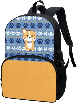 Dog Paw Print School Backpack Blue Kids Book Bags for Boys School Teens Kids Student Water Resistant Large Bookbag with Durable Travel Hiking Carry on Luggage Bag Lightweight Backpack
