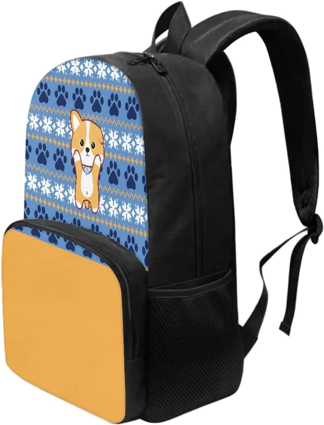 Dog Paw Print School Backpack Blue Kids Book Bags for Boys School Teens Kids Student Water Resistant Large Bookbag with Durable Travel Hiking Carry on Luggage Bag Lightweight Backpack