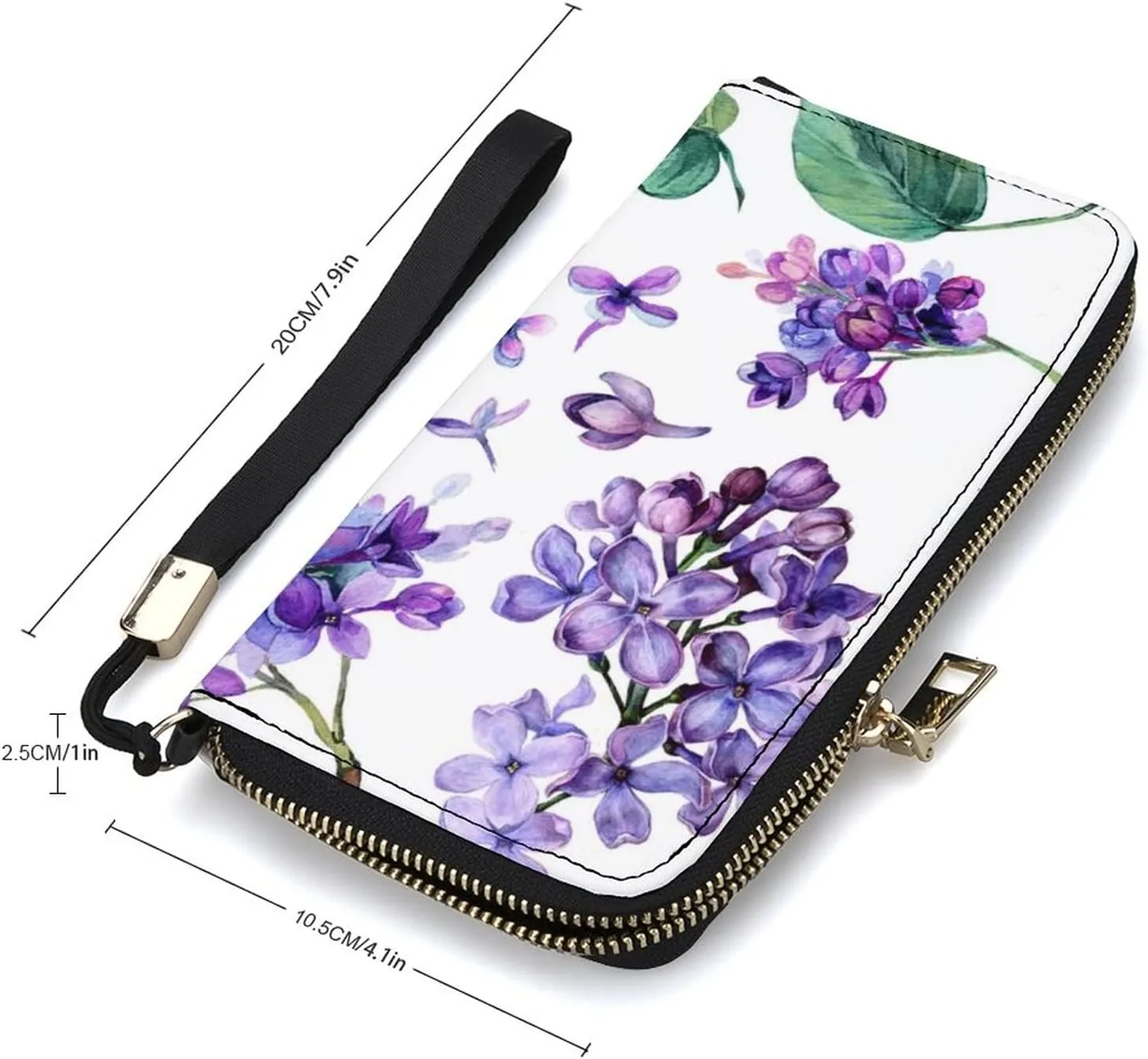 Donnapink Long Clutch Wallet, Long Handbag with Wristlet Strap, PU Leather Zip Purse