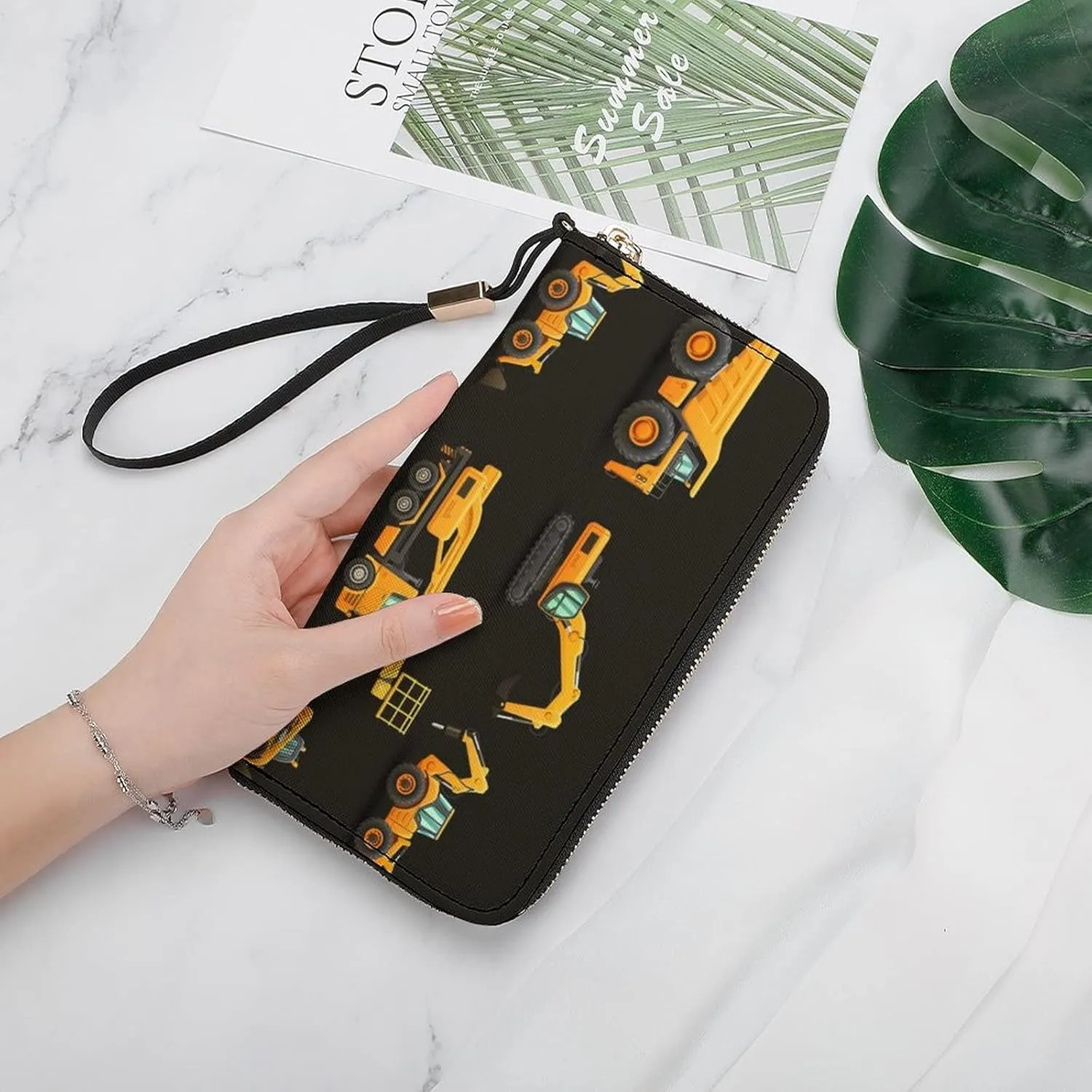 Donnapink Long Clutch Wallet, Long Handbag with Wristlet Strap, PU Leather Zip Purse