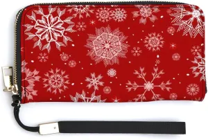 Donnapink Long Clutch Wallet, Long Handbag with Wristlet Strap, PU Leather Zip Purse