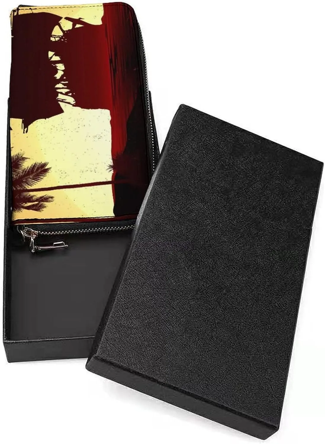 Donnapink Long Clutch Wallet, Long Handbag with Wristlet Strap, PU Leather Zip Purse