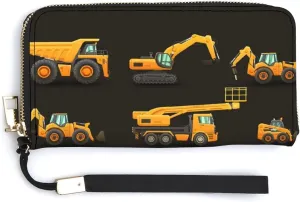 Donnapink Long Clutch Wallet, Long Handbag with Wristlet Strap, PU Leather Zip Purse