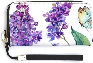 Donnapink Long Clutch Wallet, Long Handbag with Wristlet Strap, PU Leather Zip Purse