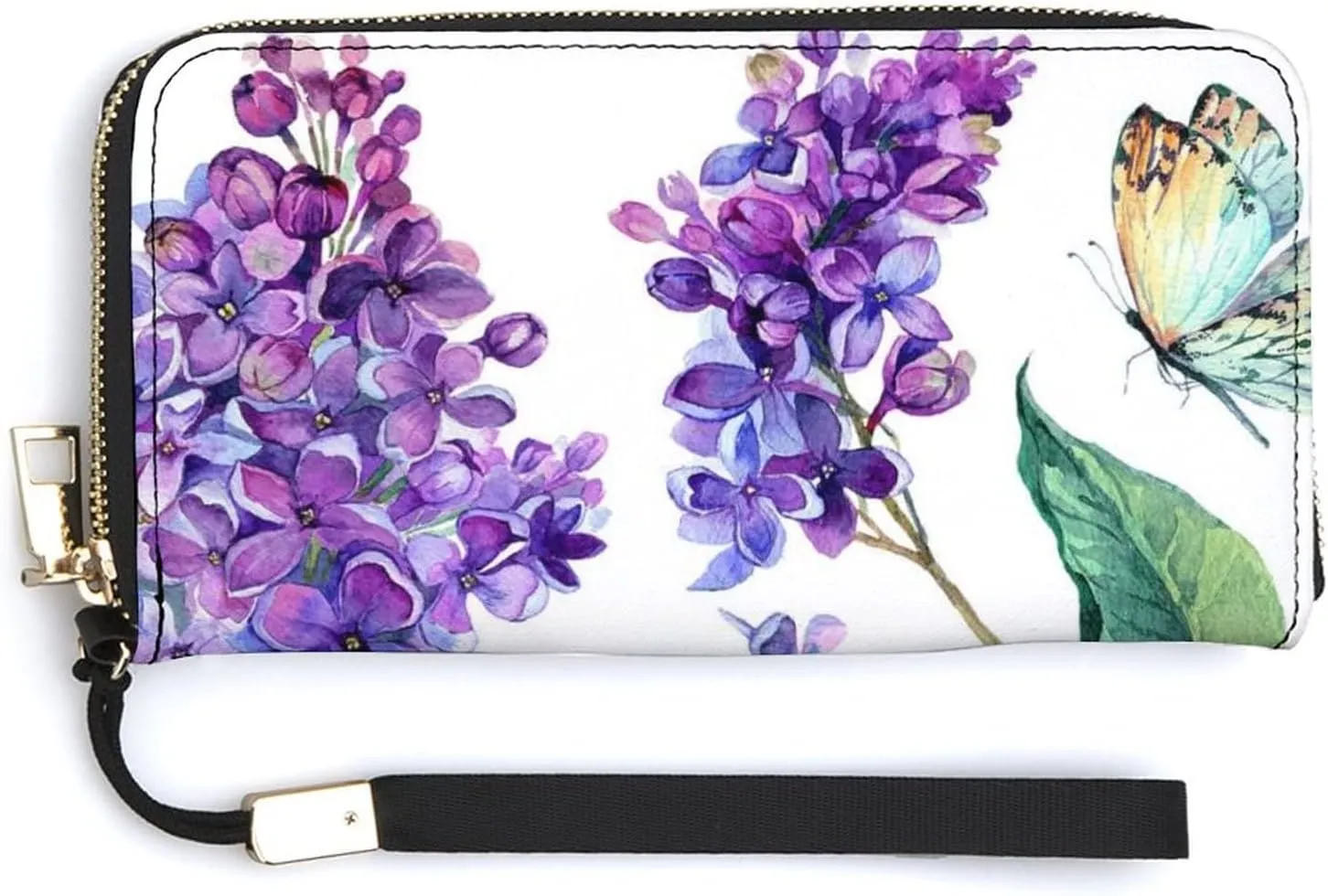 Donnapink Long Clutch Wallet, Long Handbag with Wristlet Strap, PU Leather Zip Purse