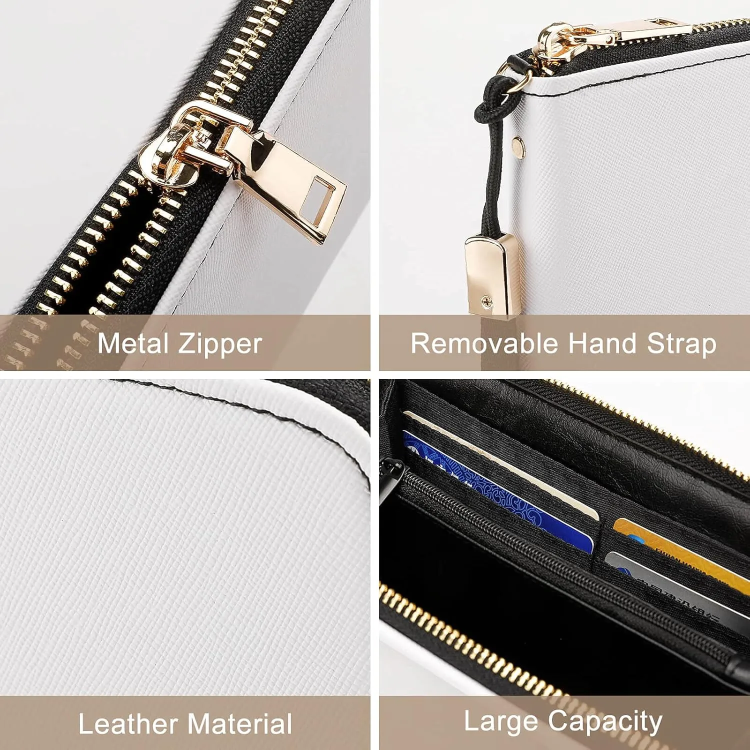 Donnapink Seamless Yellow Rubber Ducks Soap Bubbles on Blue Long Clutch Wallet, Long Handbag with Removable Wristlet Strap, PU Leather Zip Purse, Credit Pass Case Card-Holder for Men Women