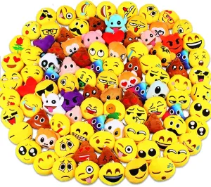 Dreampark Emoticon Party Favors, Emoticon Keychain 100 Pack Mini Plush Carnival Prizes for Kids Birthday Party Supplies Treasure Box School Prize Valentine Day Gifts for Kids Classroom Bulk Toy