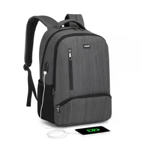 E1978 - Kono Multi Compartment Backpack With Usb Connectivity - Grey