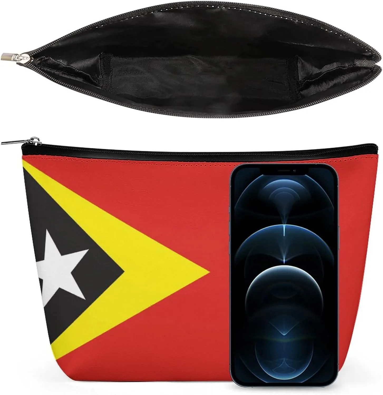 East Timor Flag Portable Makeup Bag Zipper Cosmetic Pouch Organizer for Women Girls