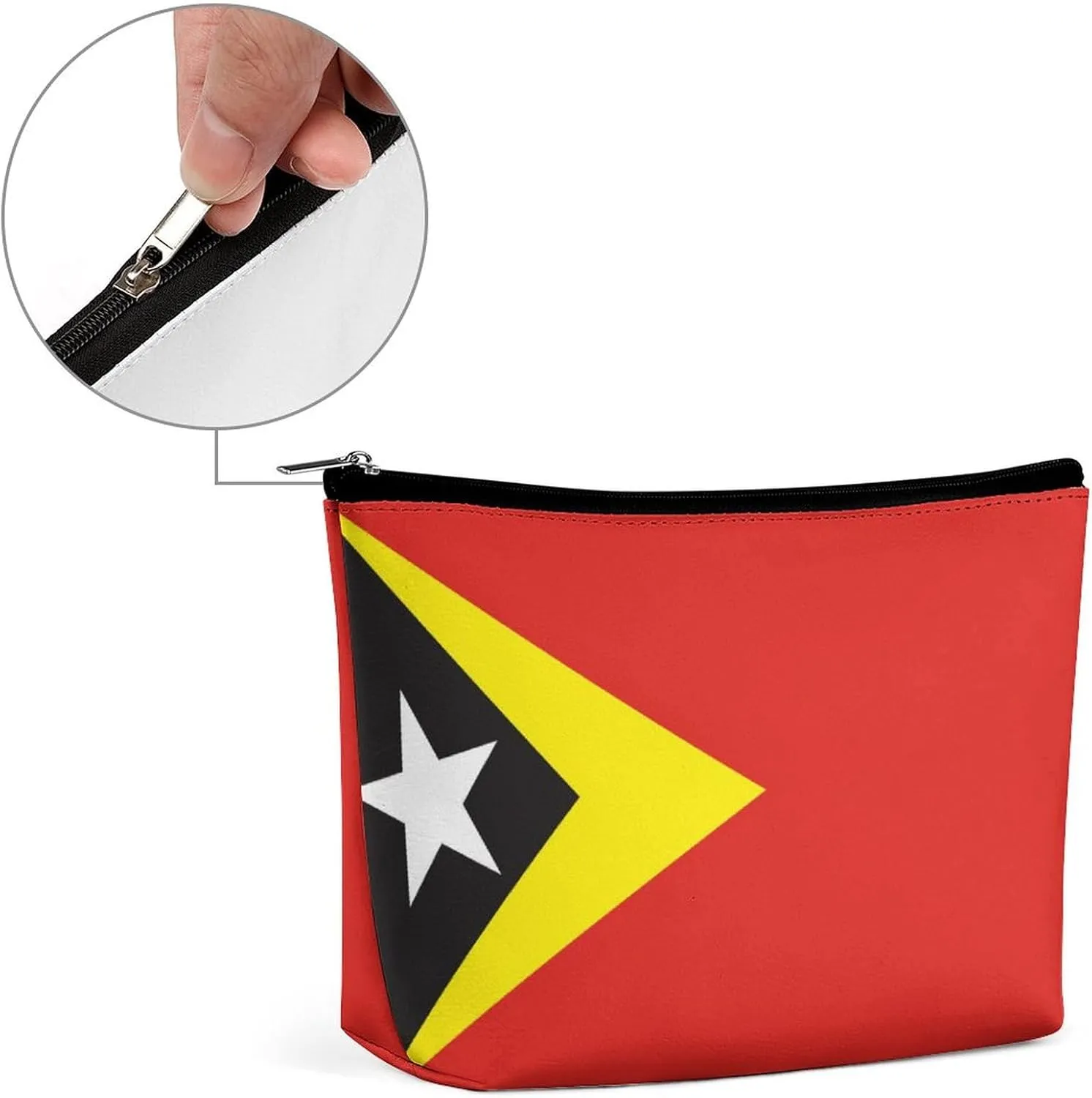 East Timor Flag Portable Makeup Bag Zipper Cosmetic Pouch Organizer for Women Girls