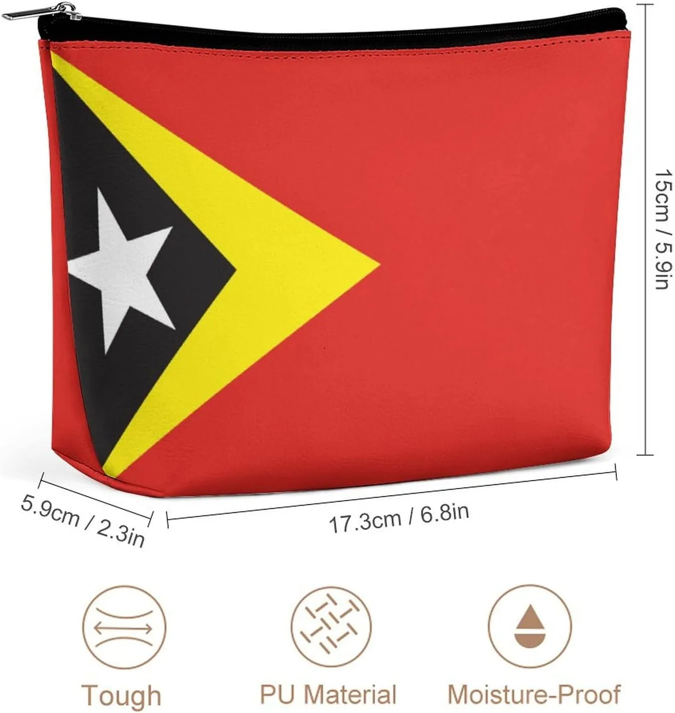 East Timor Flag Portable Makeup Bag Zipper Cosmetic Pouch Organizer for Women Girls