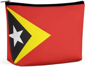 East Timor Flag Portable Makeup Bag Zipper Cosmetic Pouch Organizer for Women Girls