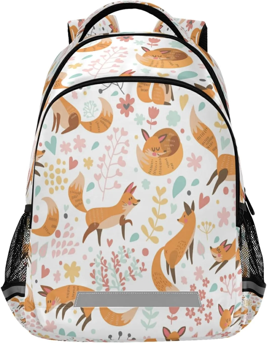 Eionryn Lovely Seamless Pattern with Cute Foxes and Flowers Backpack Floral Animal Fox Laptop Backpacks Book Bags Water Resistant Daypack Durable College Shoulder Bag Sports Travel Day Pack