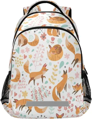 Eionryn Lovely Seamless Pattern with Cute Foxes and Flowers Backpack Floral Animal Fox Laptop Backpacks Book Bags Water Resistant Daypack Durable College Shoulder Bag Sports Travel Day Pack