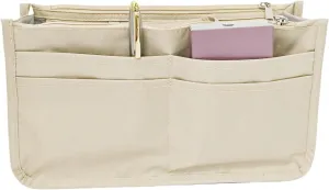 Eiyye Handbag Organizers Purse Tote Bag Work Bag Insert with 13 Pockets Hand Tote Organizer for Travel Business Trip, Vacation or Daily(Beige)