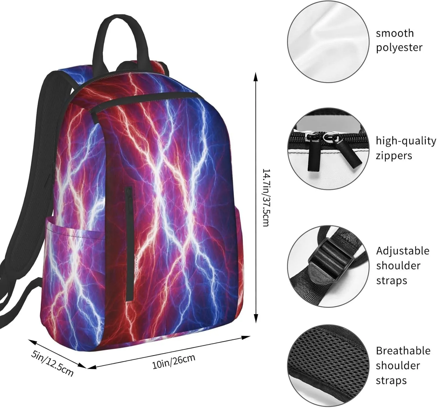 Electrical Lightnings Backpacks 15 Inch Laptop Backpack Multipurpose Double Shoulder Bag for Men Women Gifts