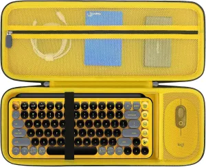 Elonbo Hard Carrying Case for Logitech POP Keys Mechanical Wireless Keyboard, Portable Bluetooth Wireless External Keyboard Travel Case Bag, Extra Mesh Pocket Fits Mouse, Included USB, Dongle, Black