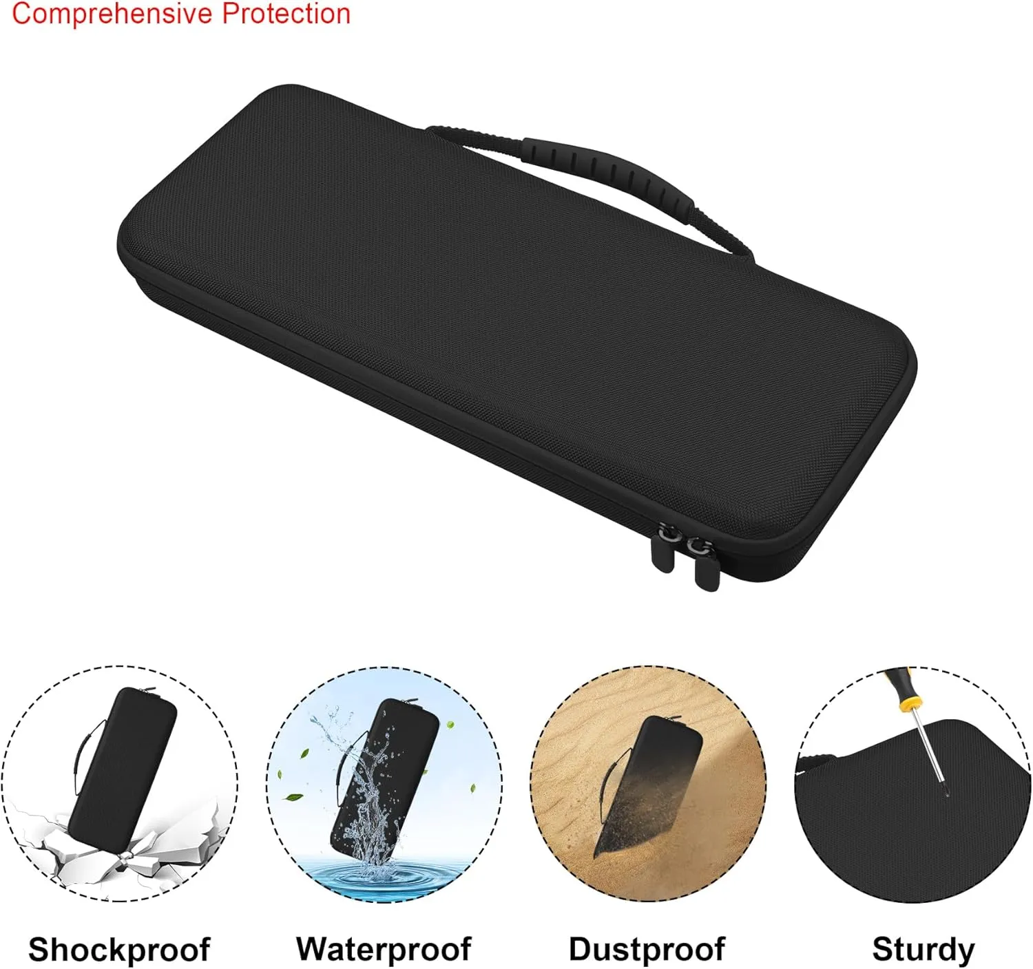 Elonbo Hard Carrying Case for Logitech POP Keys Mechanical Wireless Keyboard, Portable Bluetooth Wireless External Keyboard Travel Case Bag, Extra Mesh Pocket Fits Mouse, Included USB, Dongle, Black