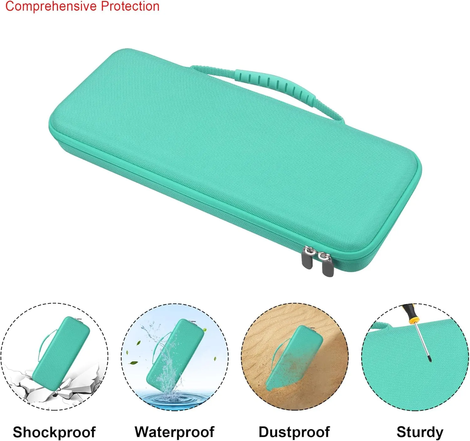 Elonbo Hard Carrying Case for Logitech POP Keys Mechanical Wireless Keyboard, Portable Bluetooth Wireless External Keyboard Travel Case Bag, Extra Mesh Pocket Fits Mouse Included USB Dongle,Turquoise