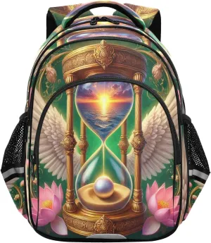 Emelivor Hourglass Wings Green Kids Backpack School Backpacks Toddler Backpack Bookbag Book Bag for Travel,M