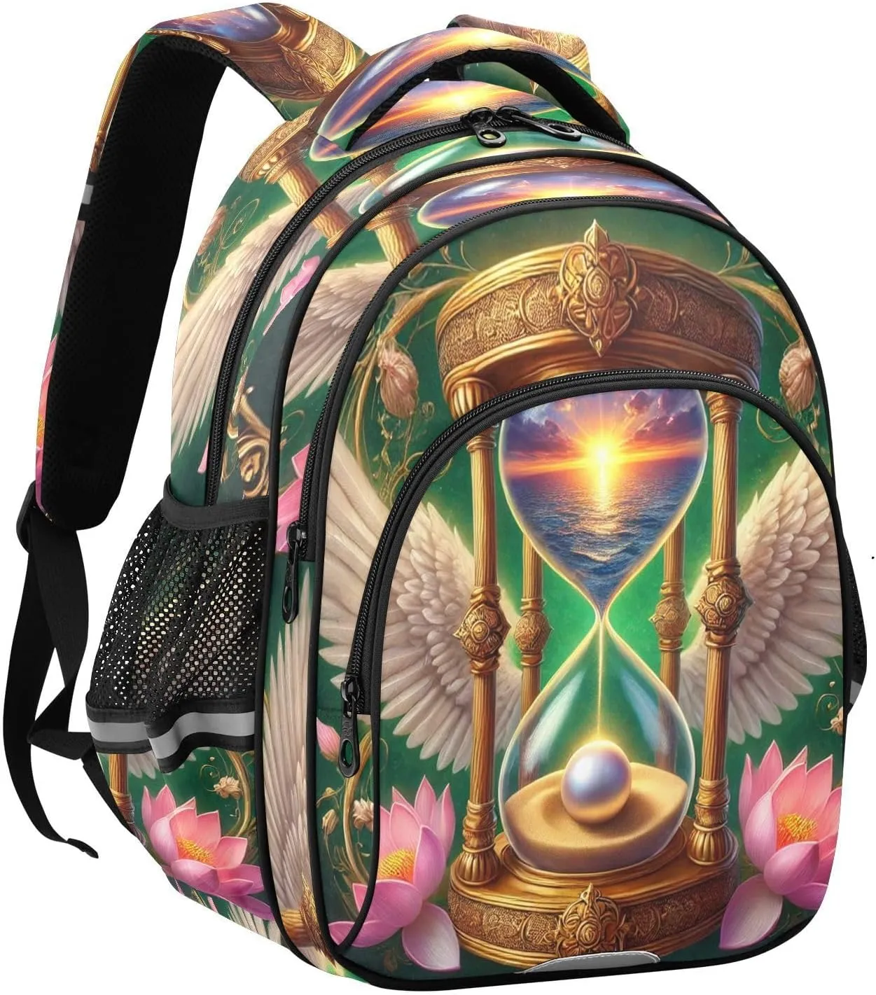 Emelivor Hourglass Wings Green Kids Backpack School Backpacks Toddler Backpack Bookbag Book Bag for Travel,M