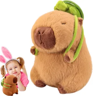 Emoin Cute Capybara Plush Toys Baby Girls Toys 13.8Inch Soft Capybara Stuffed Animals with Turtle Backpack Plushie Doll Birthday Gifts for Toddlers
