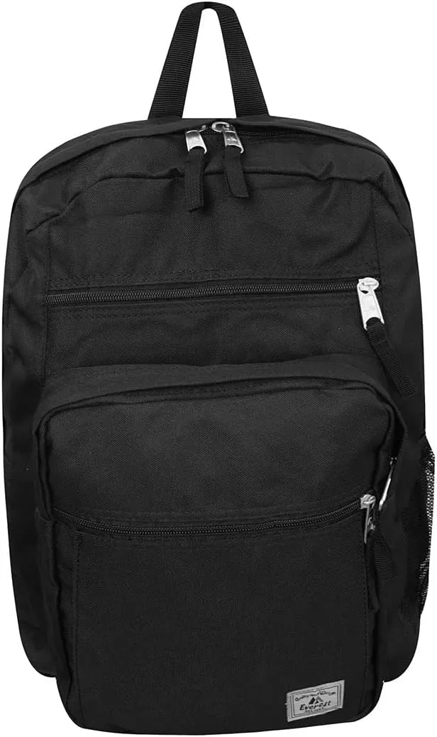 Everest Multi-Compartment Daypack with Laptop Pocket, Black, One Size
