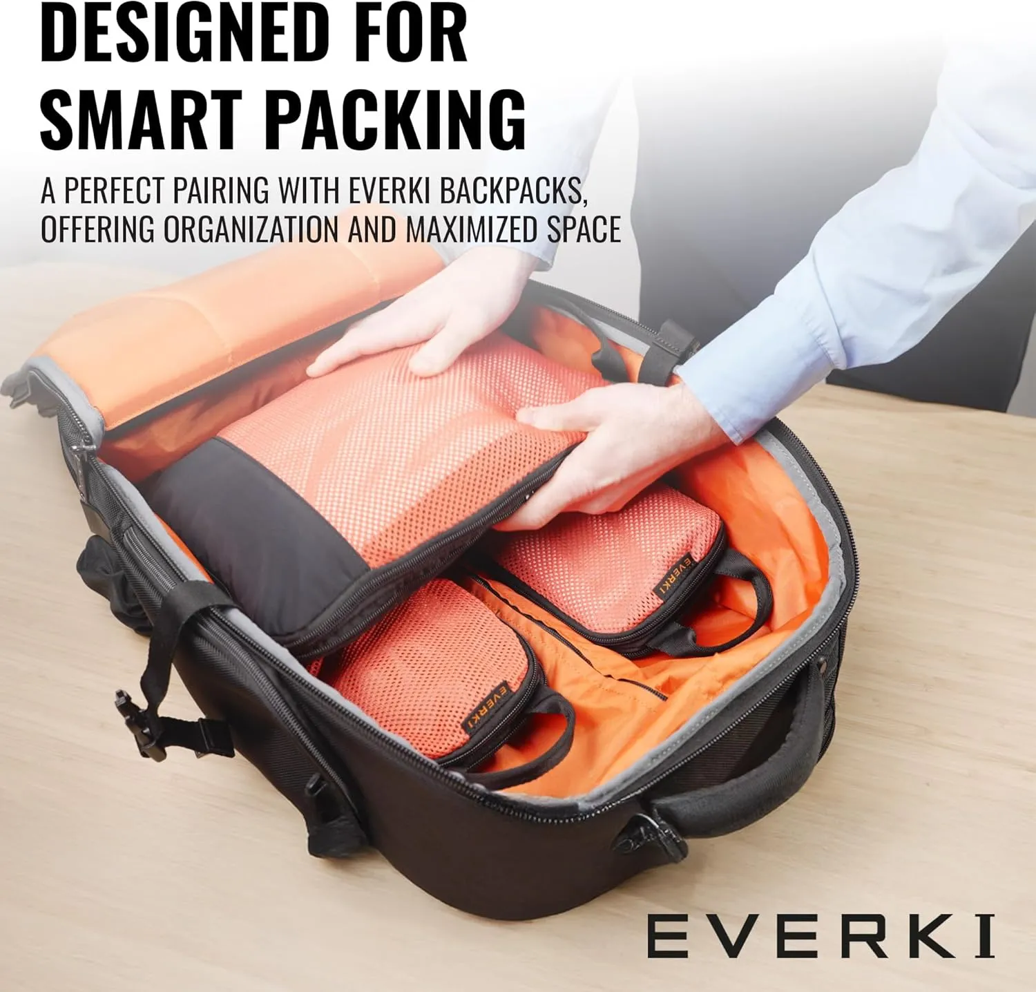 EVERKI Compression Packing Cubes – 18.2L Lightweight Compressible Mesh Packing Cubes for Travel, Durable & Compressed Travel Organizer for Luggage, Backpack & Suitcase, Premium Compression Bags, 3 Set