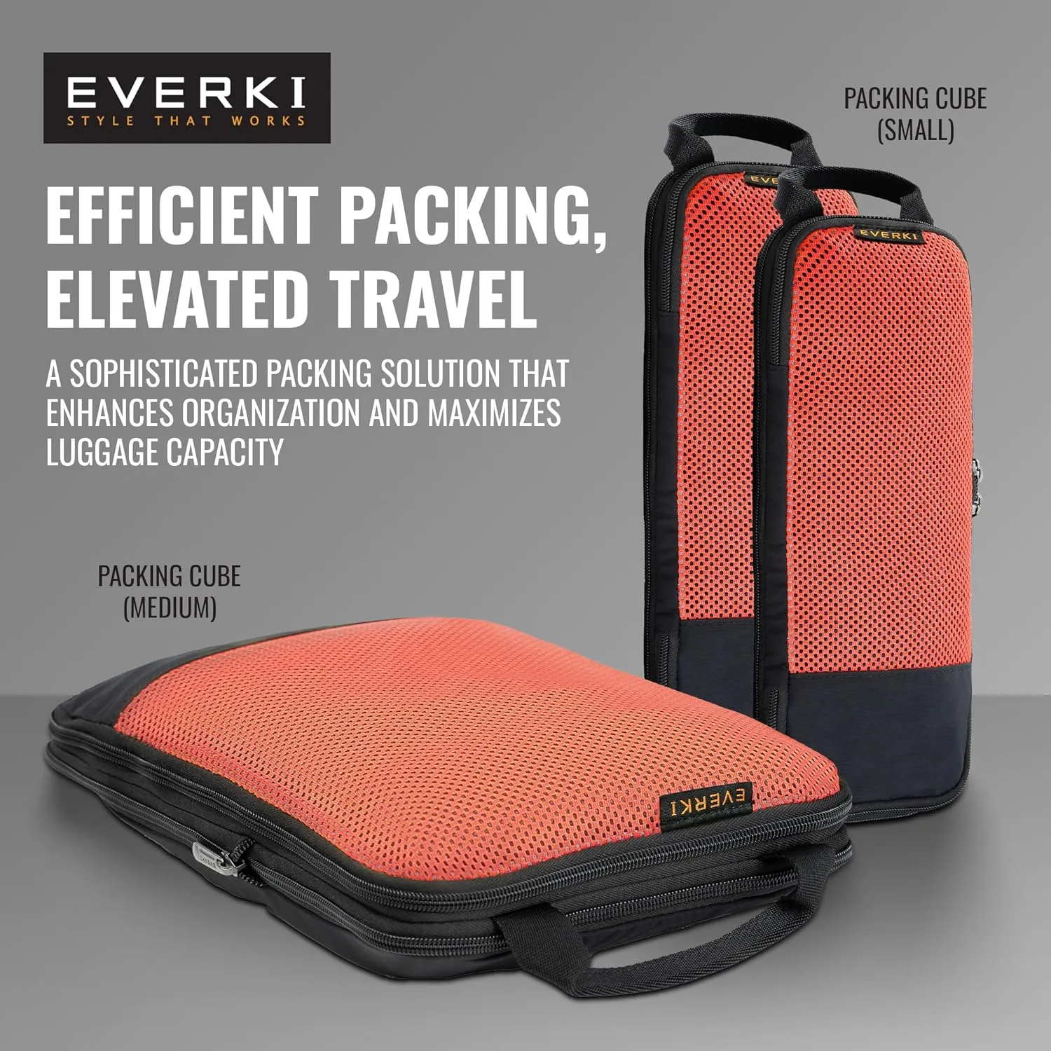 EVERKI Compression Packing Cubes – 18.2L Lightweight Compressible Mesh Packing Cubes for Travel, Durable & Compressed Travel Organizer for Luggage, Backpack & Suitcase, Premium Compression Bags, 3 Set