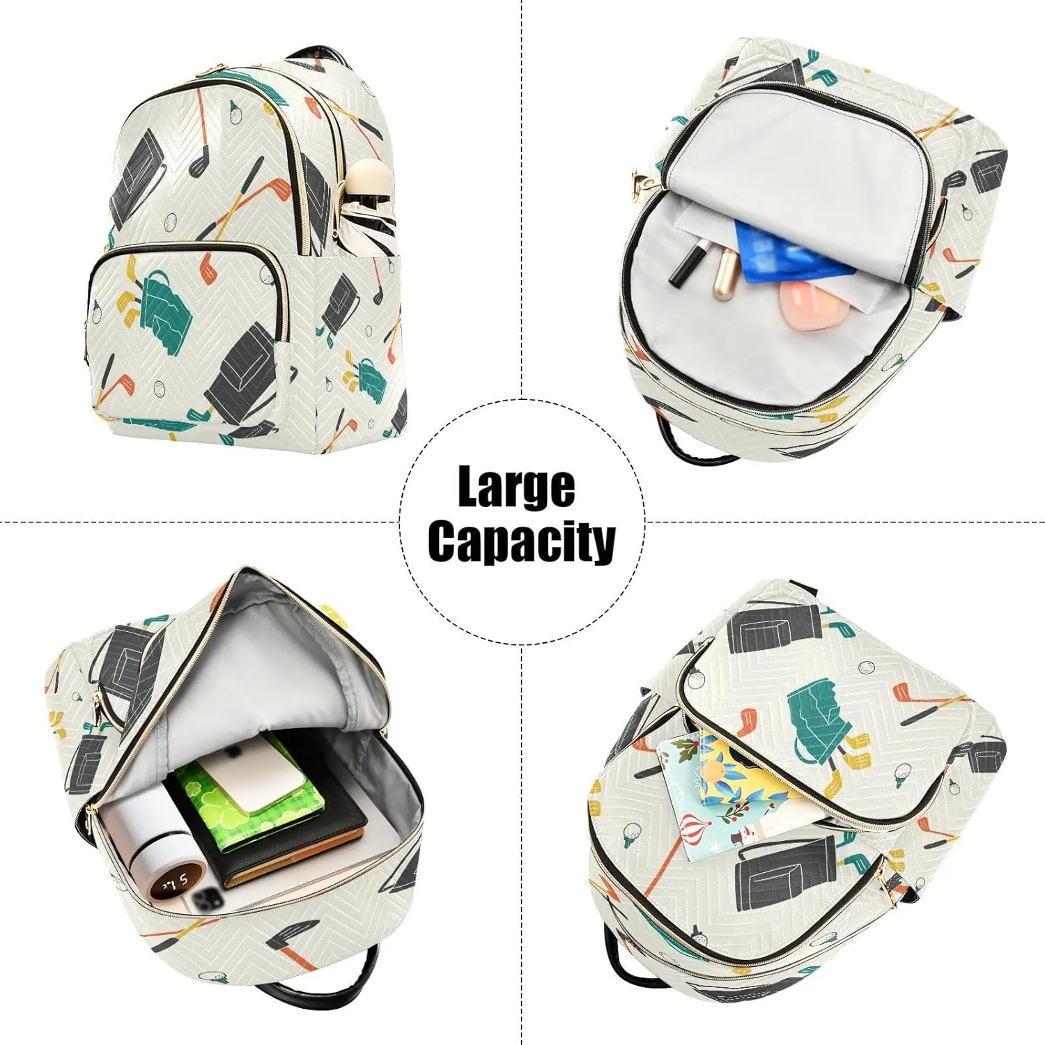 Exnundod Cartoon Golf Shaft Balls Women Backpack Purse Travel Backpacks Lightweight Daypack Casual Shoulder Bag for Outdoor, M