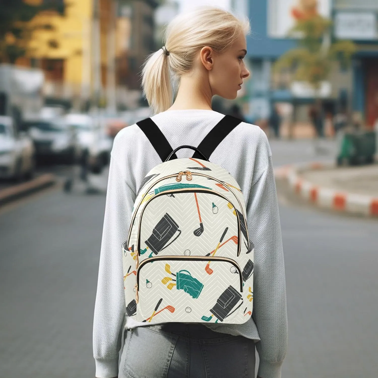 Exnundod Cartoon Golf Shaft Balls Women Backpack Purse Travel Backpacks Lightweight Daypack Casual Shoulder Bag for Outdoor, M