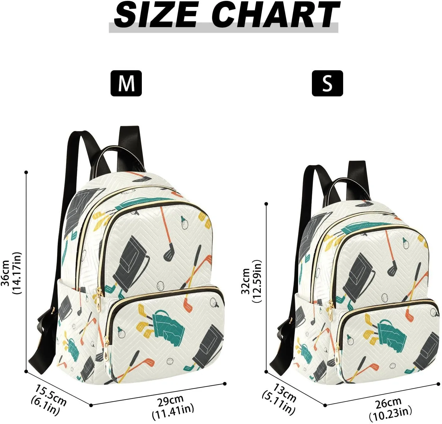 Exnundod Cartoon Golf Shaft Balls Women Backpack Purse Travel Backpacks Lightweight Daypack Casual Shoulder Bag for Outdoor, M
