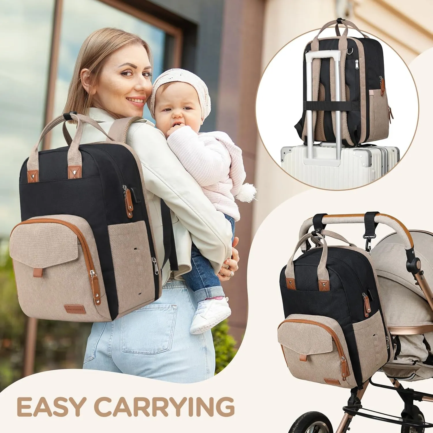 Extra Large Diaper Bag for 2 Kids - Expandable 35L Twin Baby Bags Backpack with 4 Insulated & 16" Laptop Pocket & 2 Compartments - Big Diapers Backpacks - Travel Pañaleras Para Bebe, Unisex