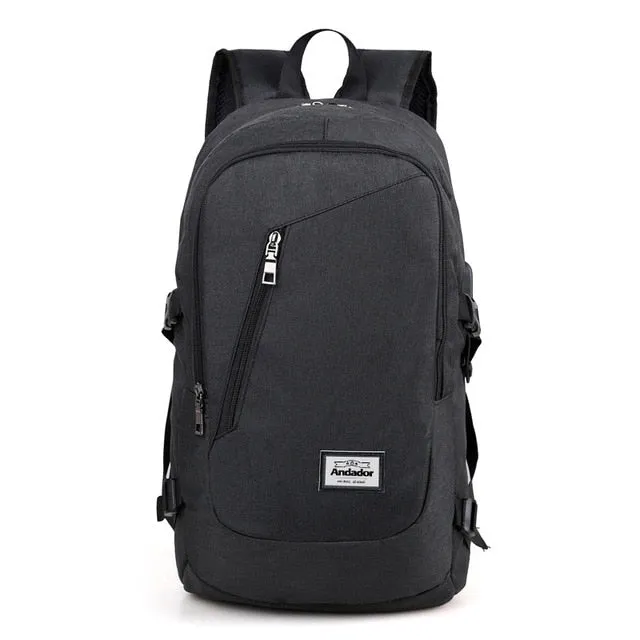 Fashion man laptop backpack usb charging computer backpacks casual style bags large male business travel bag backpack