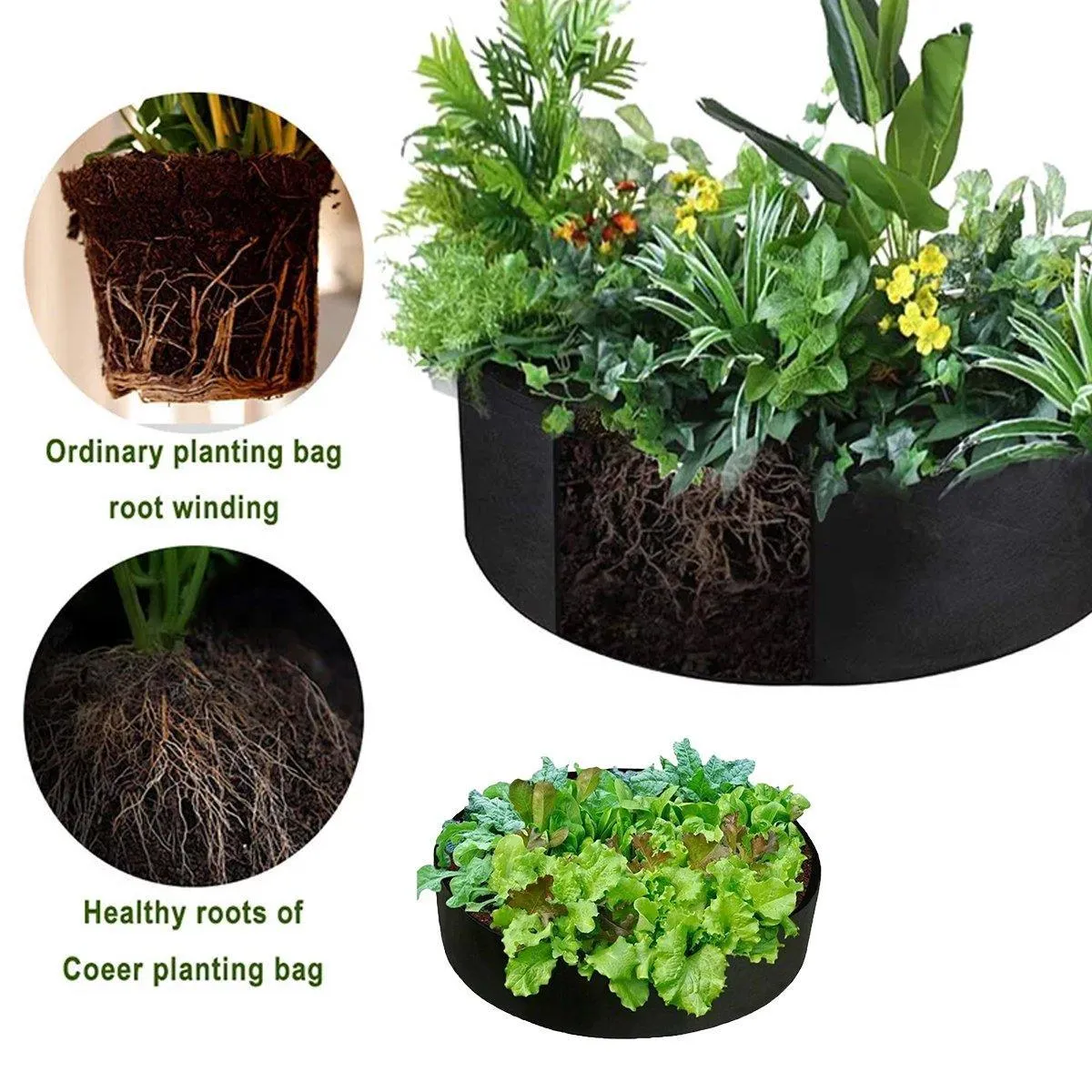 Felt Grow Bags Dynamic Gardening 5PCS