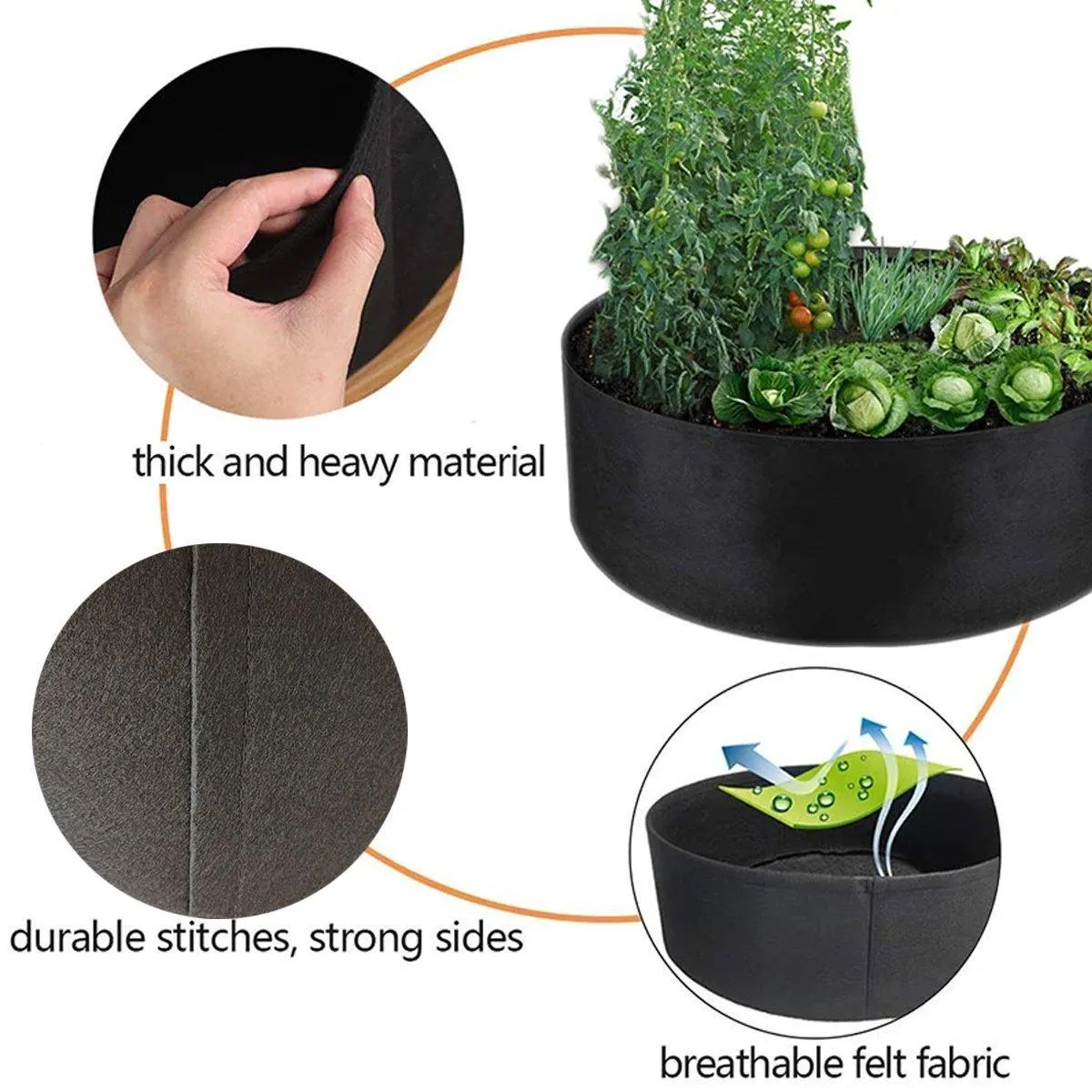 Felt Grow Bags Dynamic Gardening 5PCS