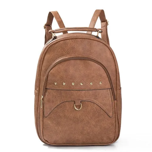 Female Women High-quality PU Capacity Bagpack Bags Backpack Vintage Backpacks Large Leather Stylish design Bag REPRCLA School Rivet Shoulder Mochila