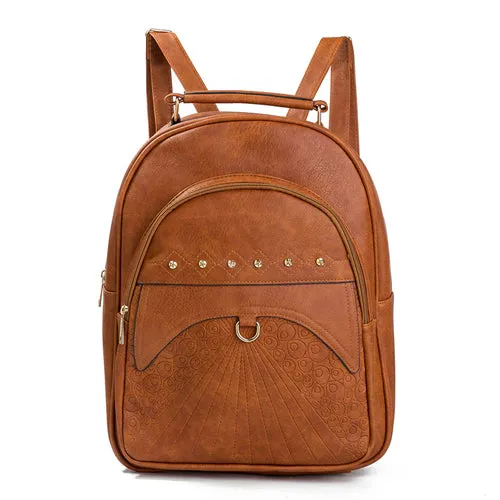 Female Women High-quality PU Capacity Bagpack Bags Backpack Vintage Backpacks Large Leather Stylish design Bag REPRCLA School Rivet Shoulder Mochila