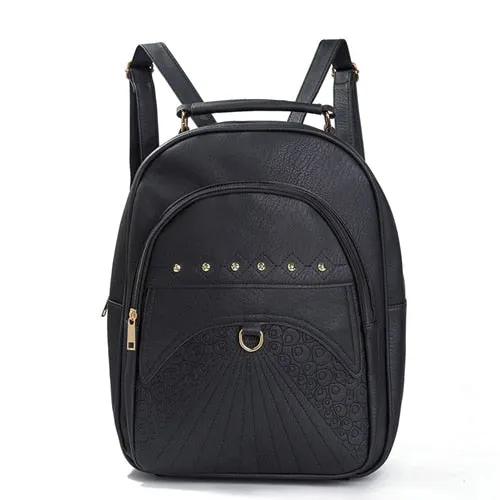Female Women High-quality PU Capacity Bagpack Bags Backpack Vintage Backpacks Large Leather Stylish design Bag REPRCLA School Rivet Shoulder Mochila